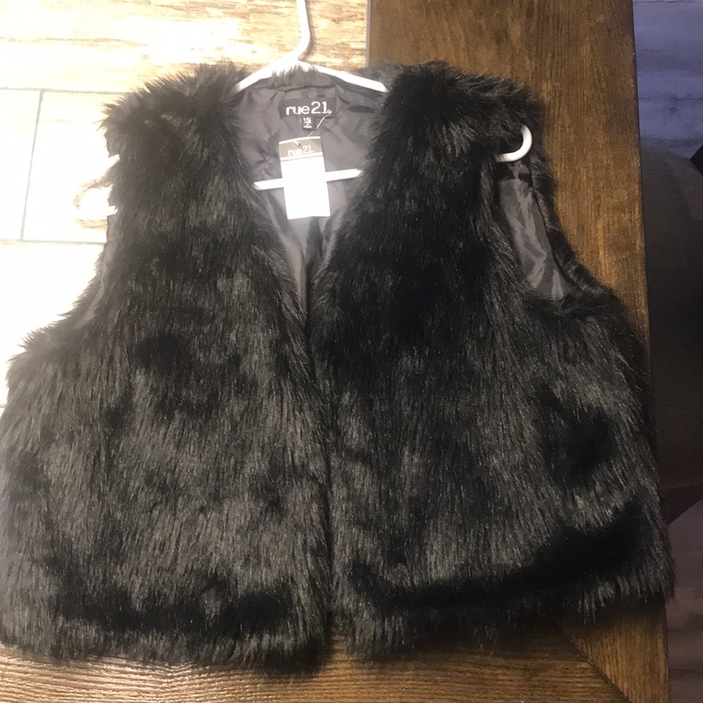 Black furry vest